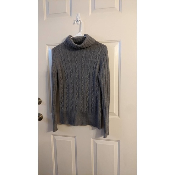 J Crew Cableknit Grey Turtleneck Sweater, Small - Picture 2 of 8